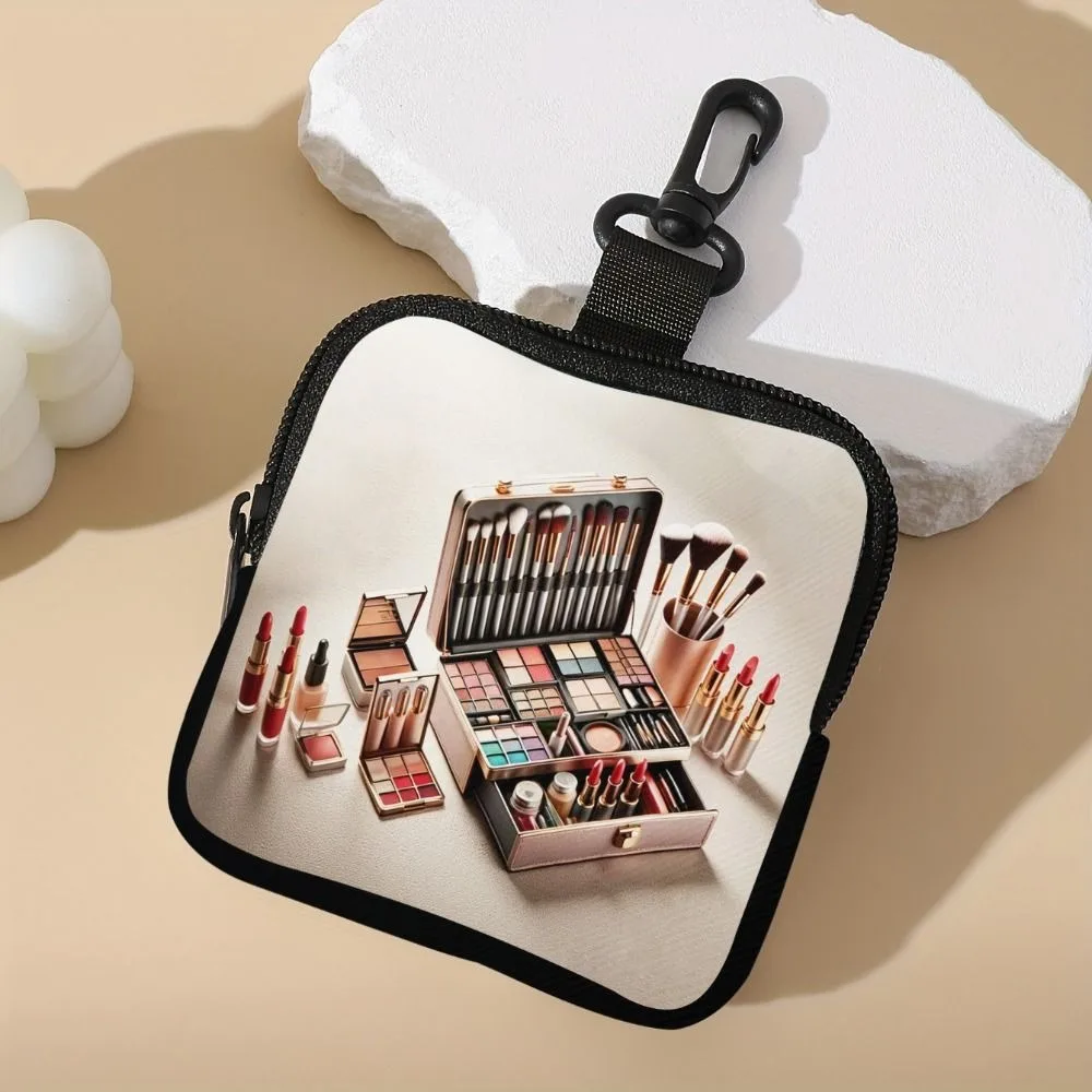 Trendy Mini Cute Cat Coin Purse Water-resistant PVC Earphone Bag Lightweight Portable Zippered Wallet Friends Gift