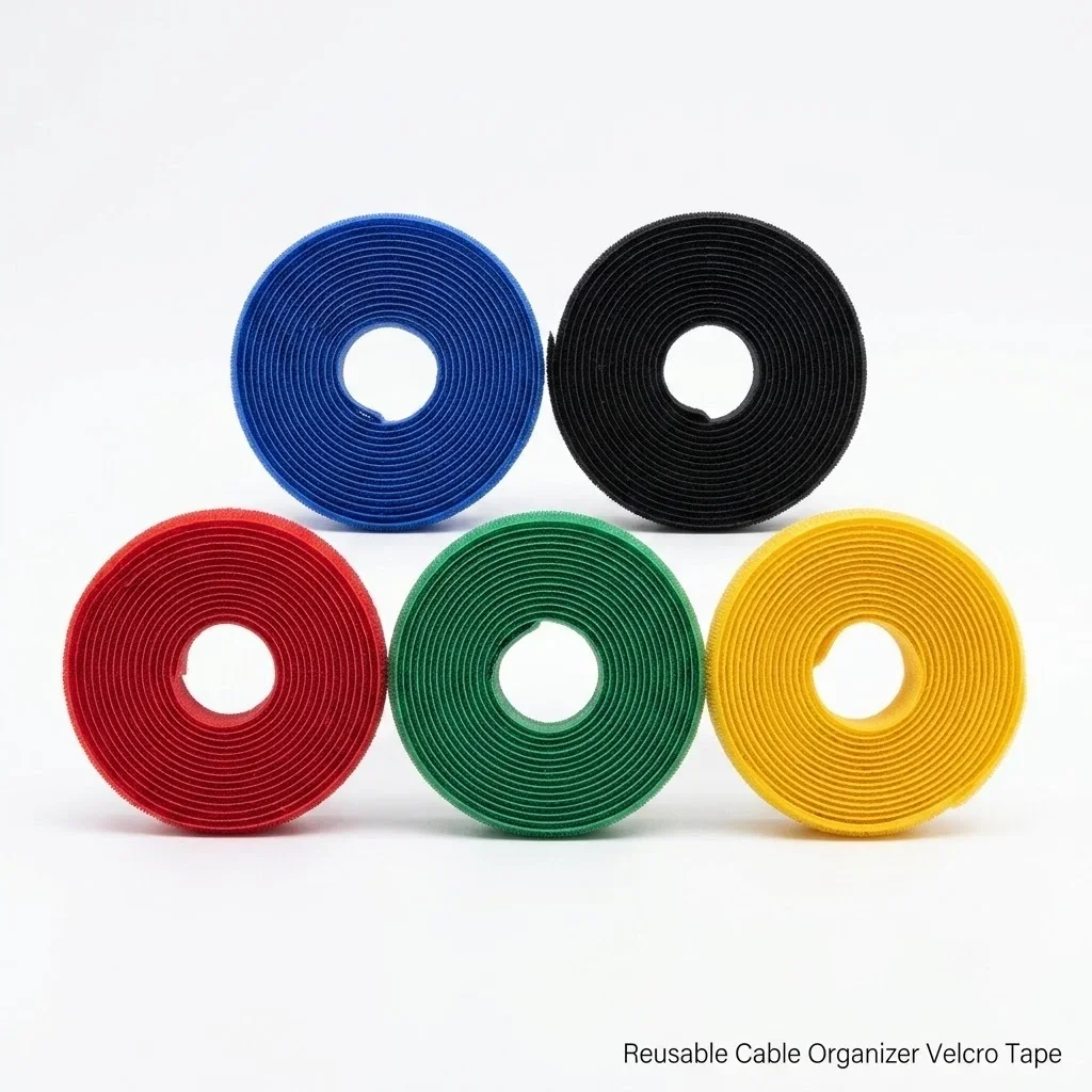 5 Colors Reusable Hook and Loop Cable Ties, Nylon Back-to-Back Wire Management Straps, Color Coding Securing Tapes for Desktop