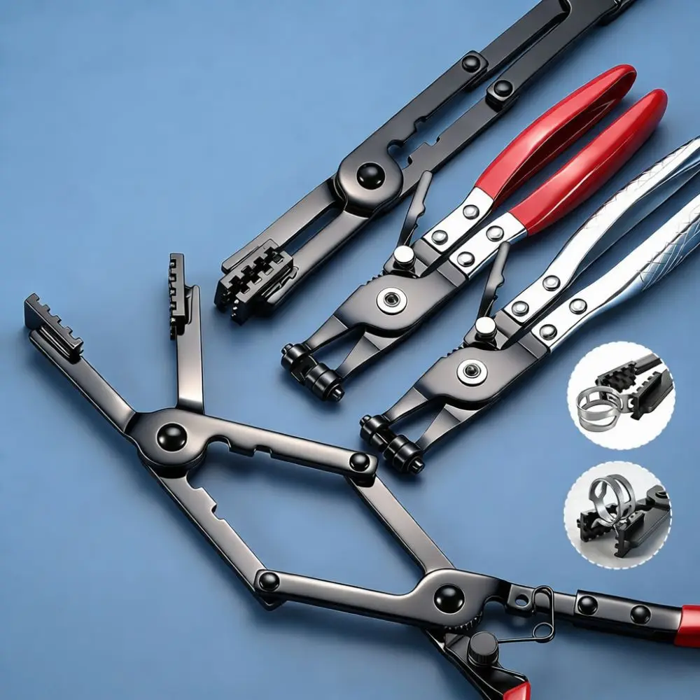 Automotive Water Hose Clamp Pliers Long Reach Flexible Steel Tool For Fuel Tube Clip Removal Vehicle Maintenance Repair Kit