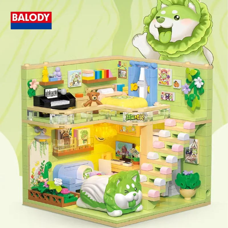 Balodie Originalität neue 3D Cartoon Puzzle Block Kohl Hund Wohnung Serie Mikro welt Spielzeug Mädchen Herz Kindertag Geschenk