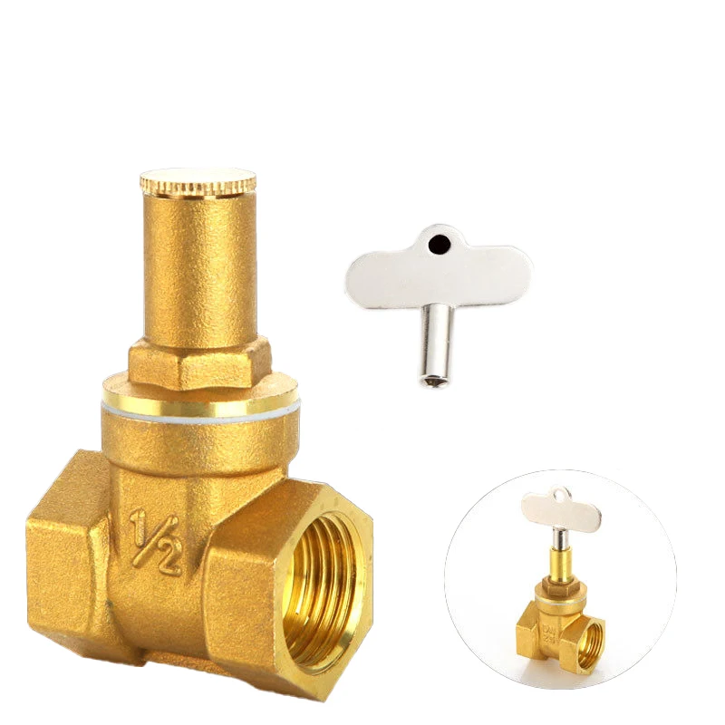 DN15-DN25 Brass Gate Valve Anti-theft Lock Triangle Key For Water Meter Protection Industrial Grade