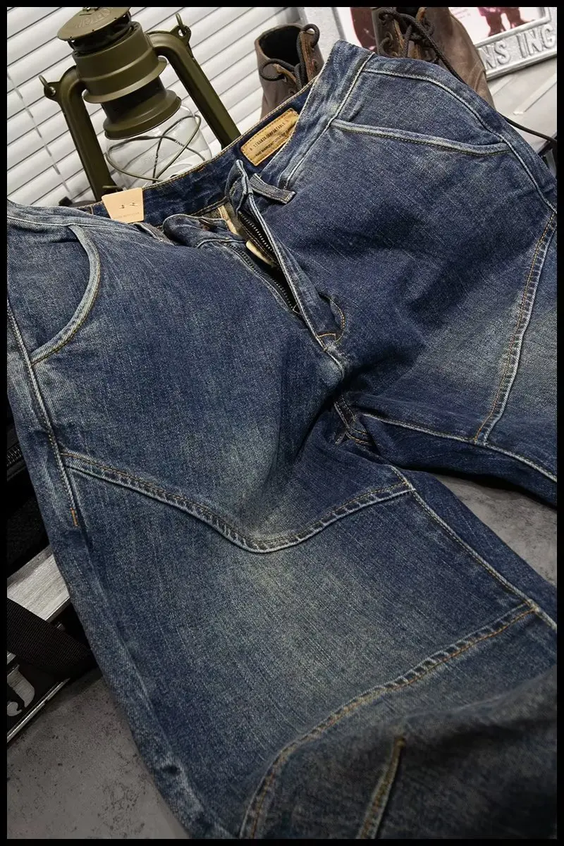 Jeans Men Cotton Denim Trousers Multi Pocket Cargo Jeans Fashion Denim Pants Side Pockets Pants