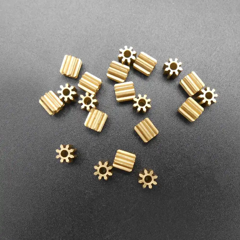 20Pcs/Lot 8T2MM 0.5M 82A 8 Teeth Brass Spru Gear Pinion 0.5 Modulus Bore Aperture 2MM 1.95MM Tight Fitting 8T Height 5MM Dia.5MM