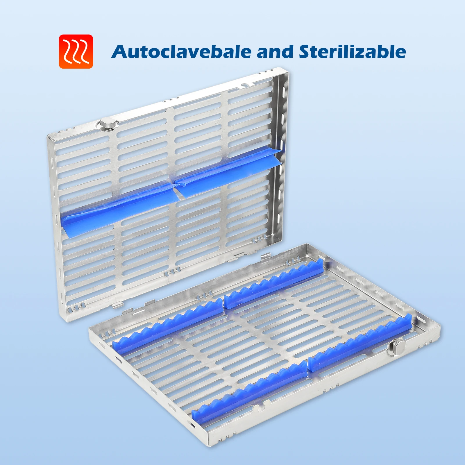 

Dental Sterilization Rack Surgical Autoclavable Stainless Sterilization Box Tray Dental Tools 5/10/20 Grid