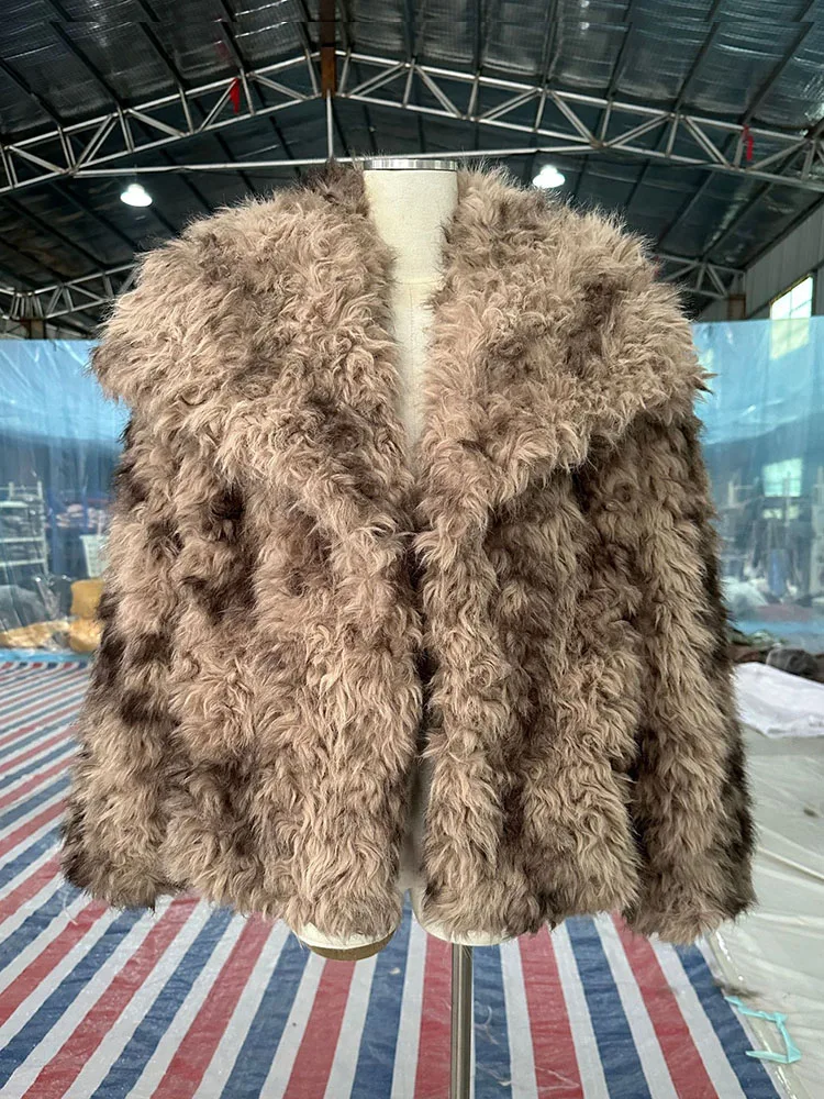 ZADORIN-ropa elegante de invierno para mujer, abrigo de piel sintética grueso y cálido con cuello vuelto, chaqueta peluda degradada, abrigo de piel sintética