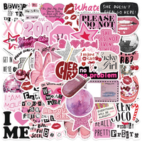 50pcs Romance Aesthetic Retro 90s 00s Pink Y2K Girls Stickers For Luggage Guitar Laptop Phone Diary Waterproof Vinyl Decals
