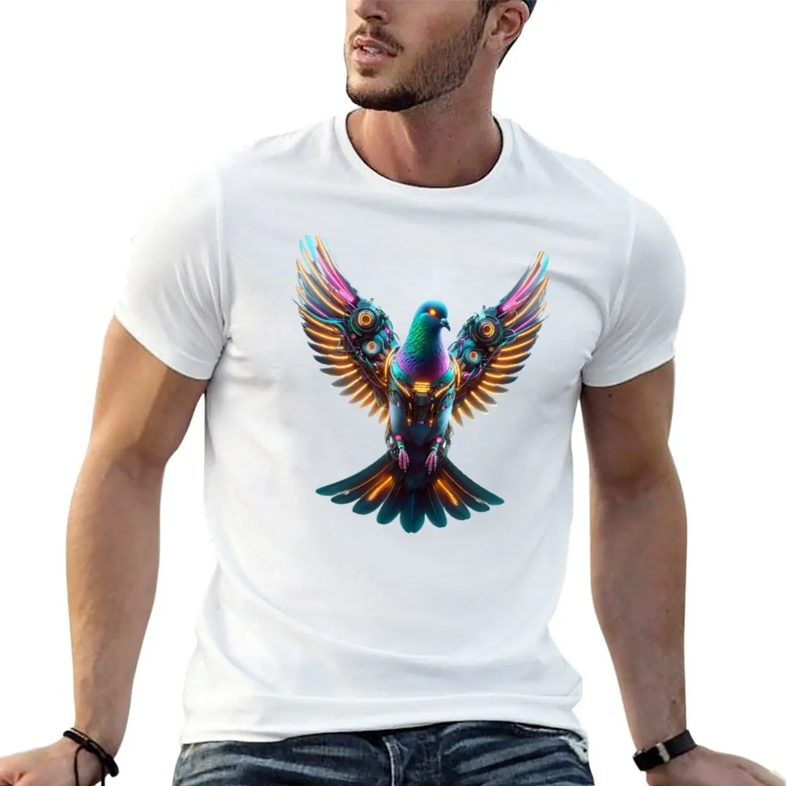 Urban Aviator - Cyber Pigeon T-Shirt cotton graphic tees boys animal print kawaii clothes men t shirts