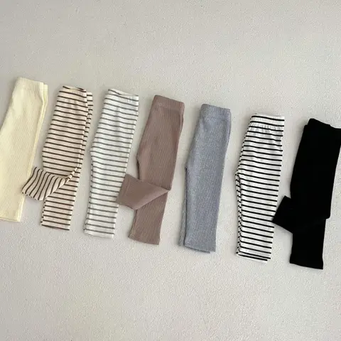 여아용 올 매치 스트라이프 스키니 레깅스, 코튼 탄성 슬림 팬츠, 신생아 남아 스트레치 바지, 0-3T 아기 바지