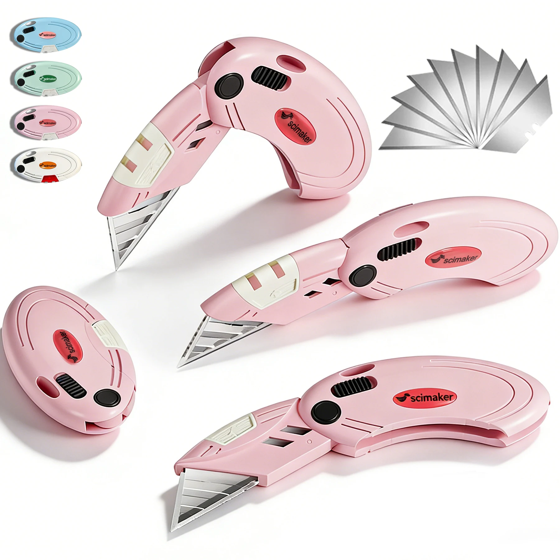 Box Cutters Utility Knife ,Letter Opener with Button Lock Mechanism,Razor Knife for Home,Office and Warehouse,Assorted Colors.