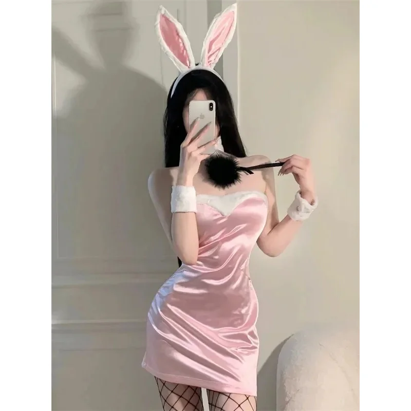 Uniforme de femme de chambre Lolita sexy pour femmes, robe de lapin en dentelle Babydoll, olympiques de cosplay, ensemble de soutien-gorge Anime, lingerie, $ @ 1w, SN55