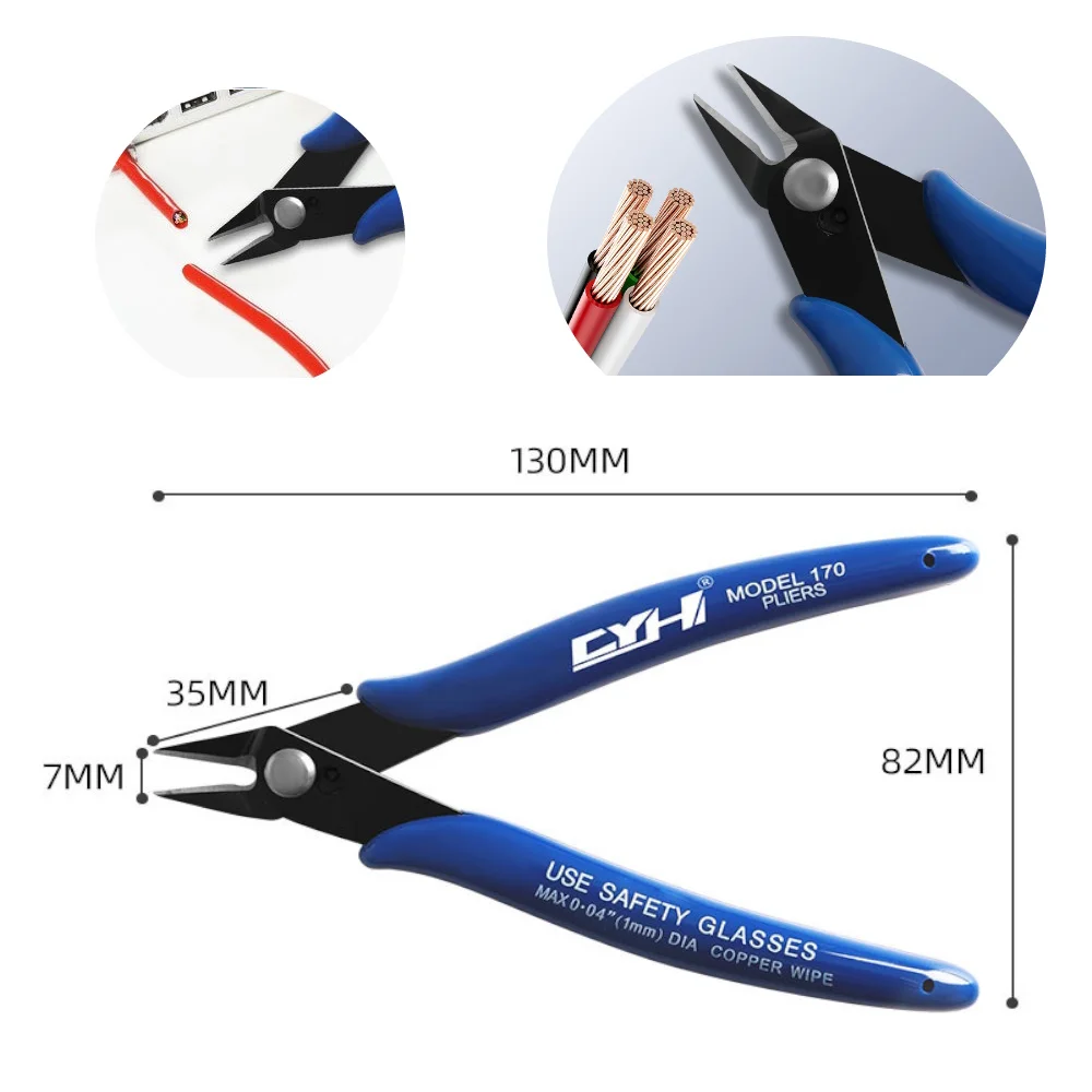 2PCS Wire Side Cutter Shear Diagonal Plier Model 170 Hand Tool