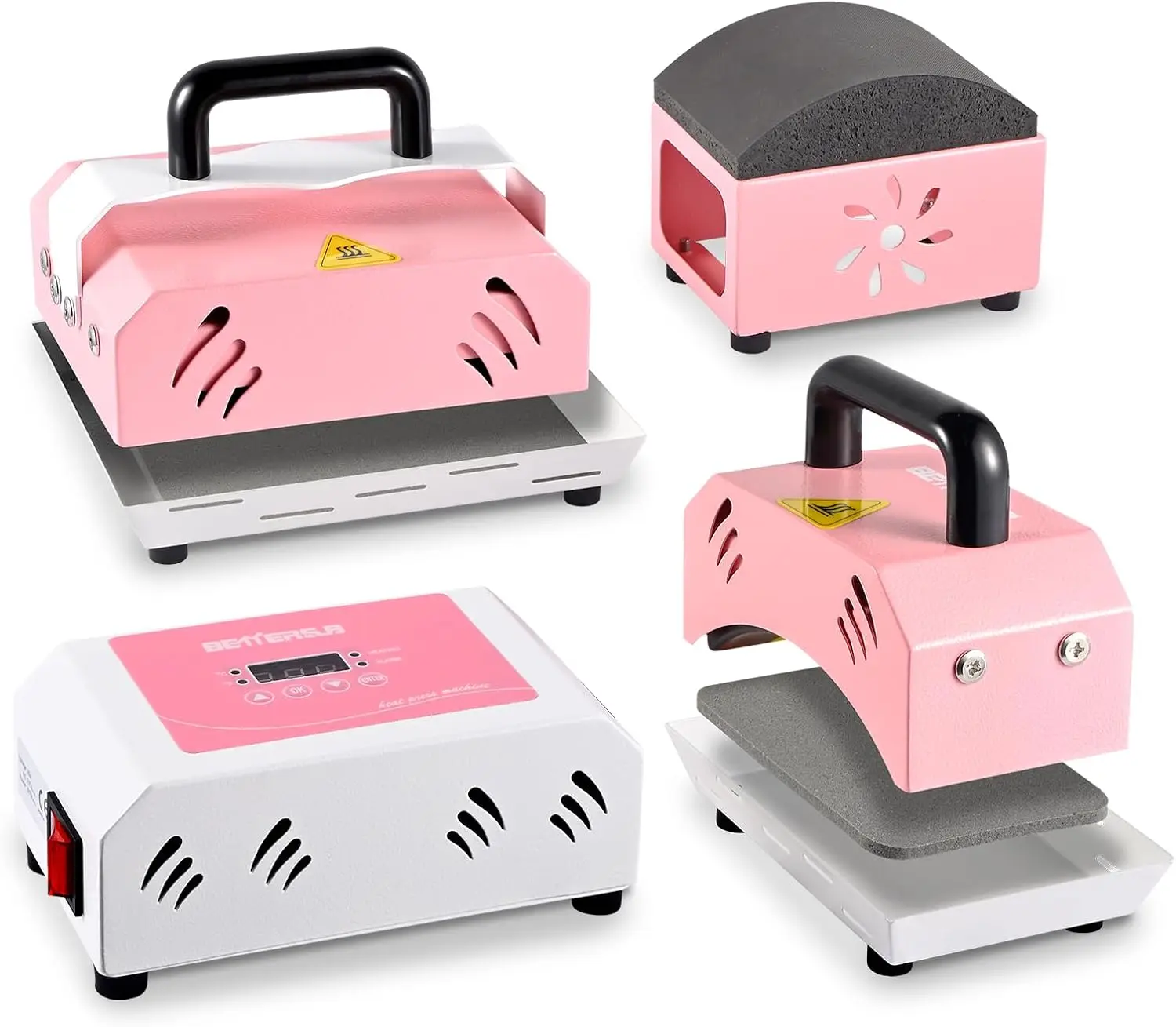 

2-in-1 Mini Portable Hat Heat Press Machine for T-Shirts, Bags, Pillows (Pink)