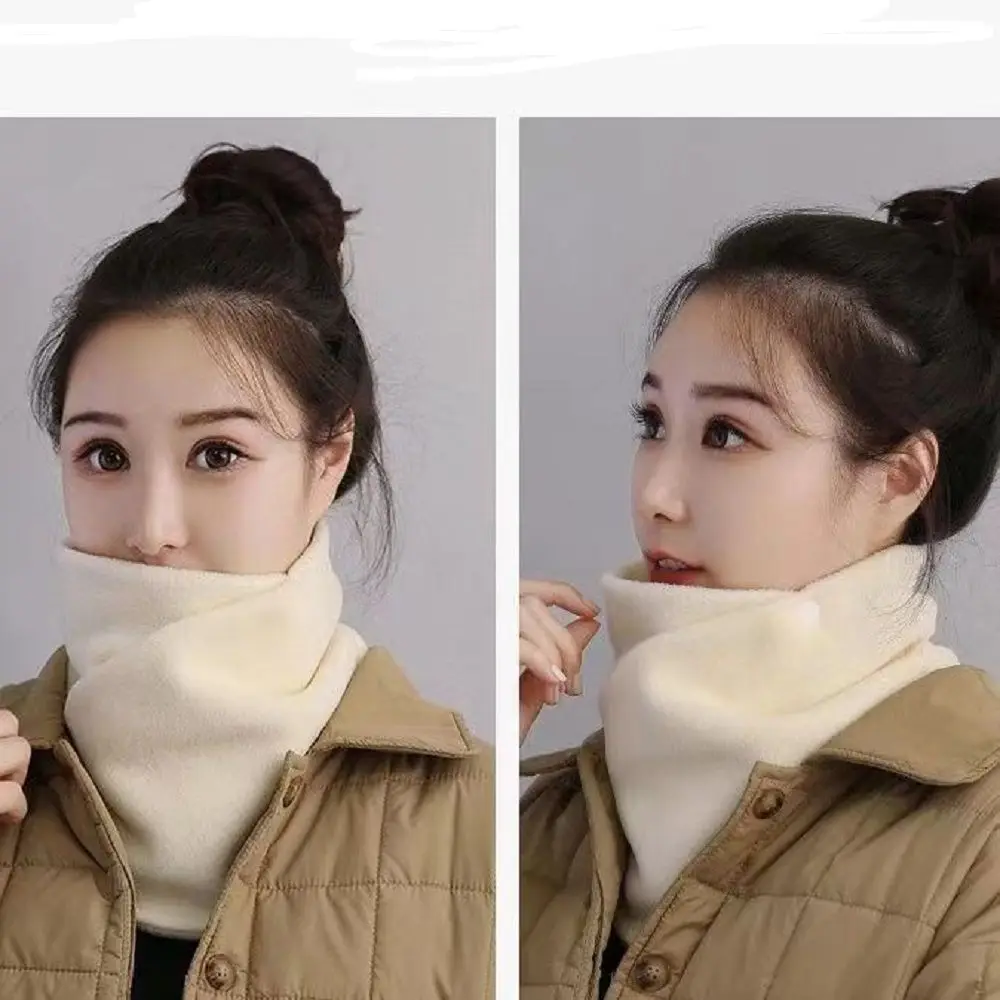 Solid Color Fleece Neck Scarf sweet Multifunctional Thickened Plush Neck Protector Windproof Bib Plush Neck Cover Autumn