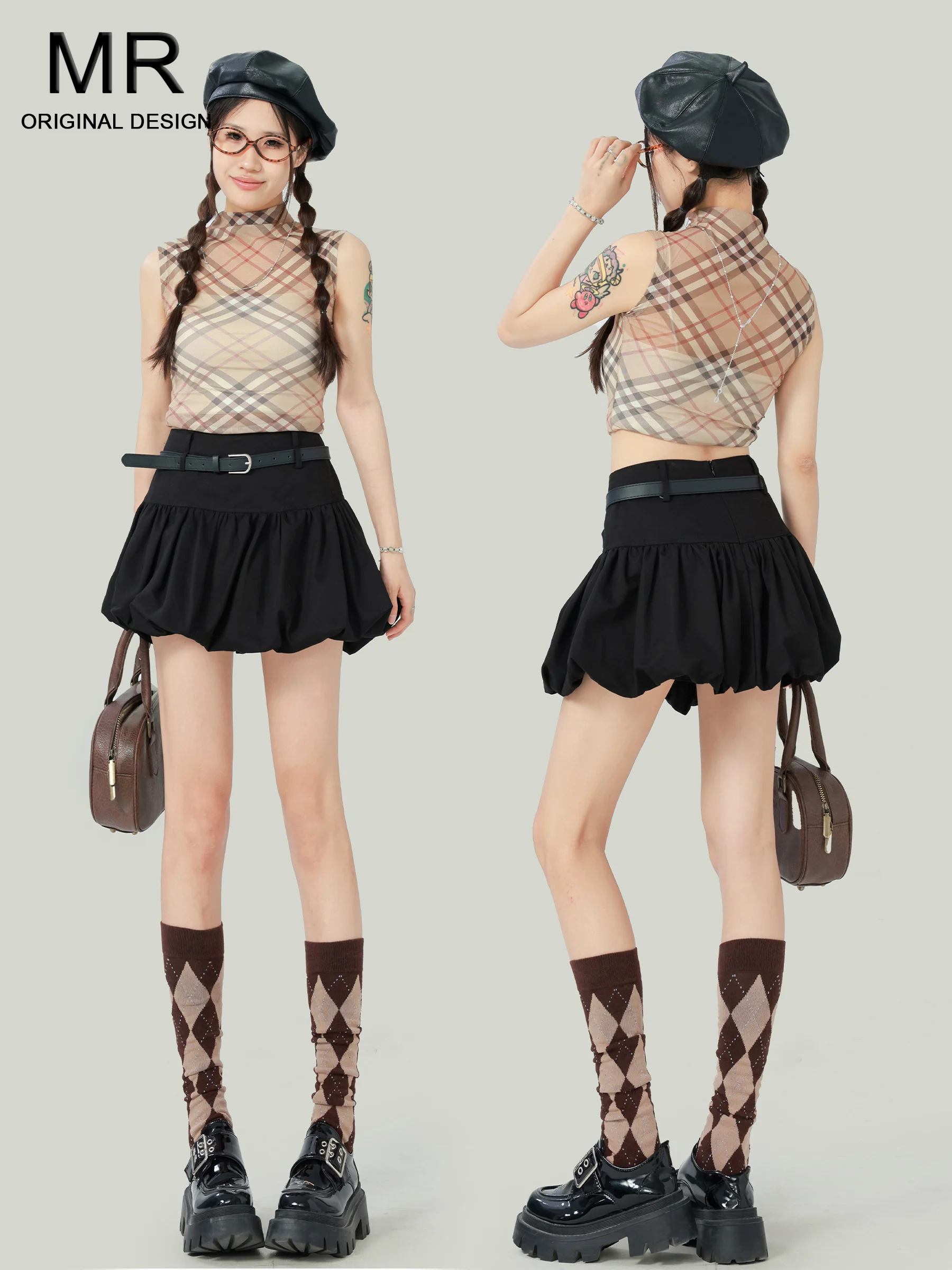 

Черная юбка-полусолнце с цветочным узором, женская, облегающая, с высокой талией, короткая, с защитой от просвечивания, летняя, новая модель