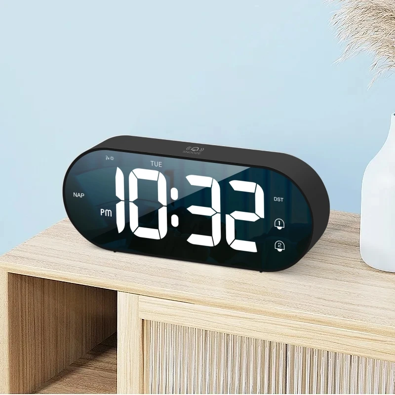 Music Alarm Clock Digital Voice Control Weekday Alarm Stepless Control Countdown Nap Touch Snooze Table Clock 12/24H LED Clocks