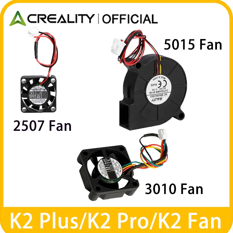 Creality Original K2 Plus Fan 5015 Blower Fan and 3010 Axial Fan, 2507 Axial Fan Extruder Cooling Fan for K2 Plus/K2 Pro/K2