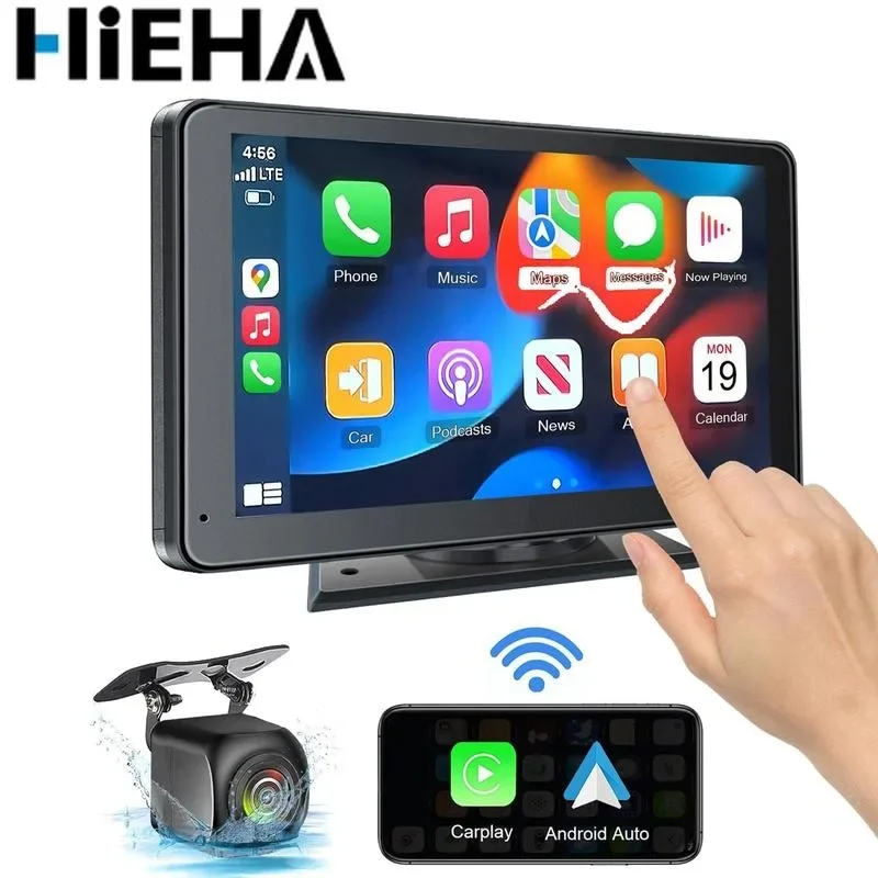 【Hieha】Portable Carplay Screen for Car, 7 Inch IPS Touchscreen Car Stereo Support Wireless Carplay