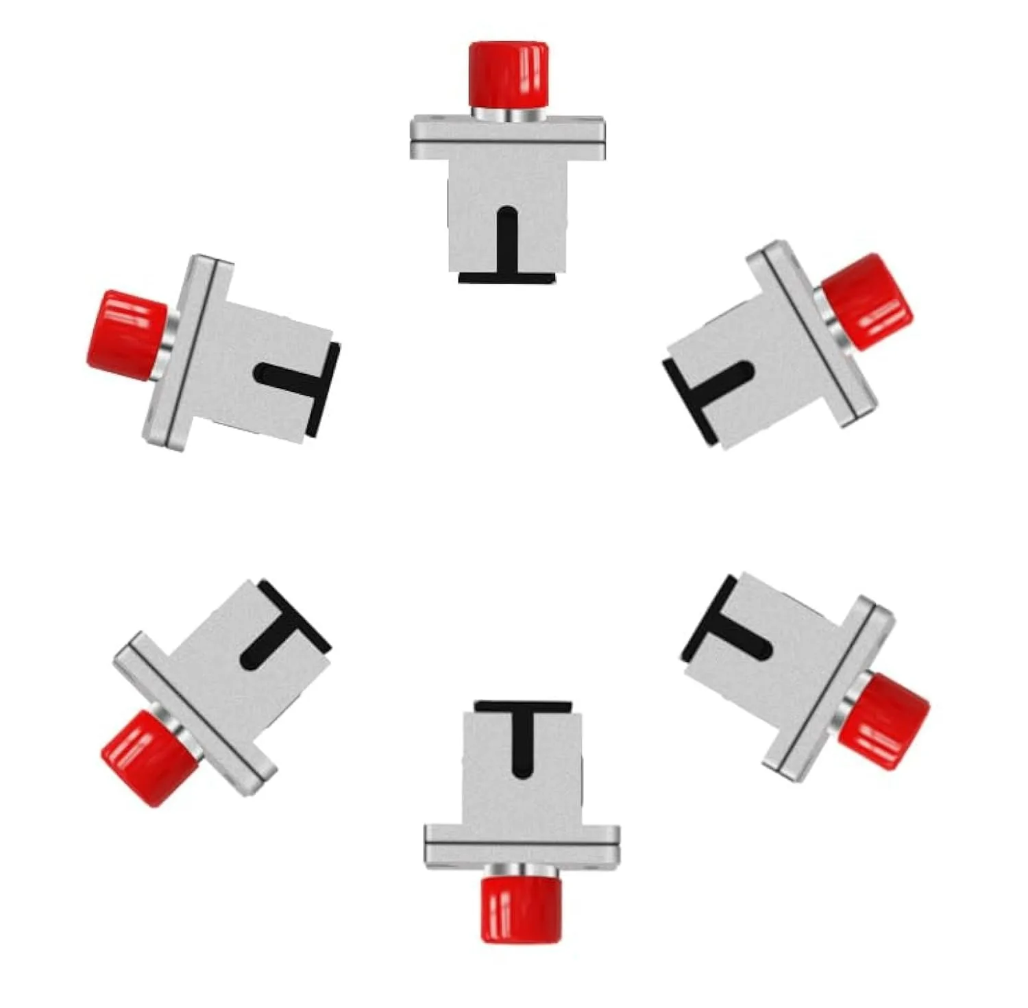 

6-Pack SC to FC Fiber Optic Coupler with Flange - Simplex UPC SM/MM Metal Hybrid Fiber Optic Adapter