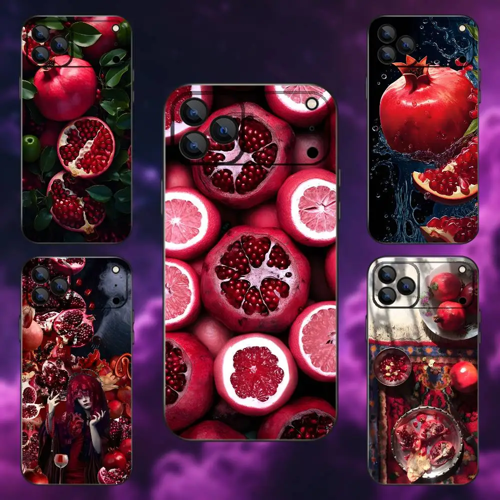 

Pomegranate ART Phone Case For iPhone 17,16,15,14,13,12,Pro,Max,Plus,E,SE4,Air,Mini Black Soft Box