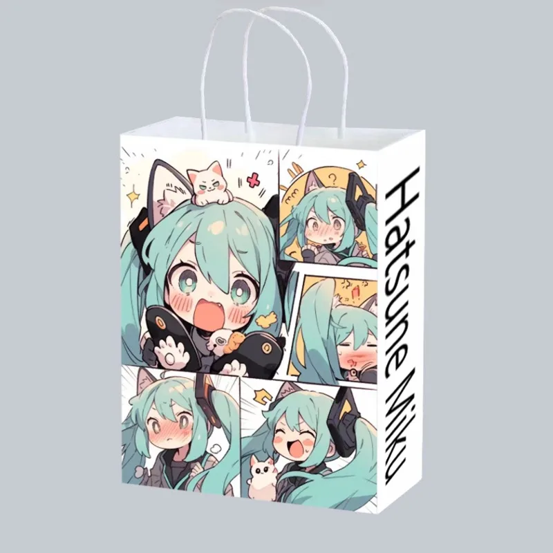 New Hatsune Miku MIKU animation peripheral kawaii gift bag creative cartoon student birthday gift portable DIY handbag wholesale