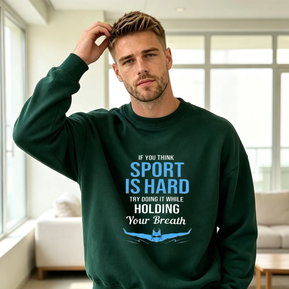 Us Aquatic Sports - بلوفر رجالي بتصميم رسومي تحفيزي لسباحي