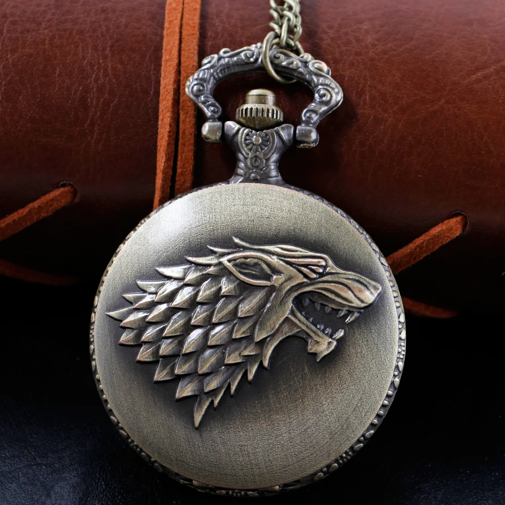 

Vintage Wolf Head Pattern Quartz Pocket Watch High Quality Unisex Necklace Pendant Jewelry Men's and Women's Gift TD2081