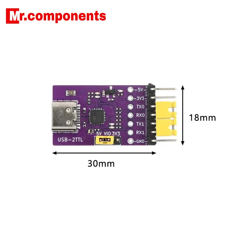 1PCS CH342 USB to 2-way TTL Serial Port USB Type-C Interface 3Mbps High Speed Communication Conversion Module New In stock
