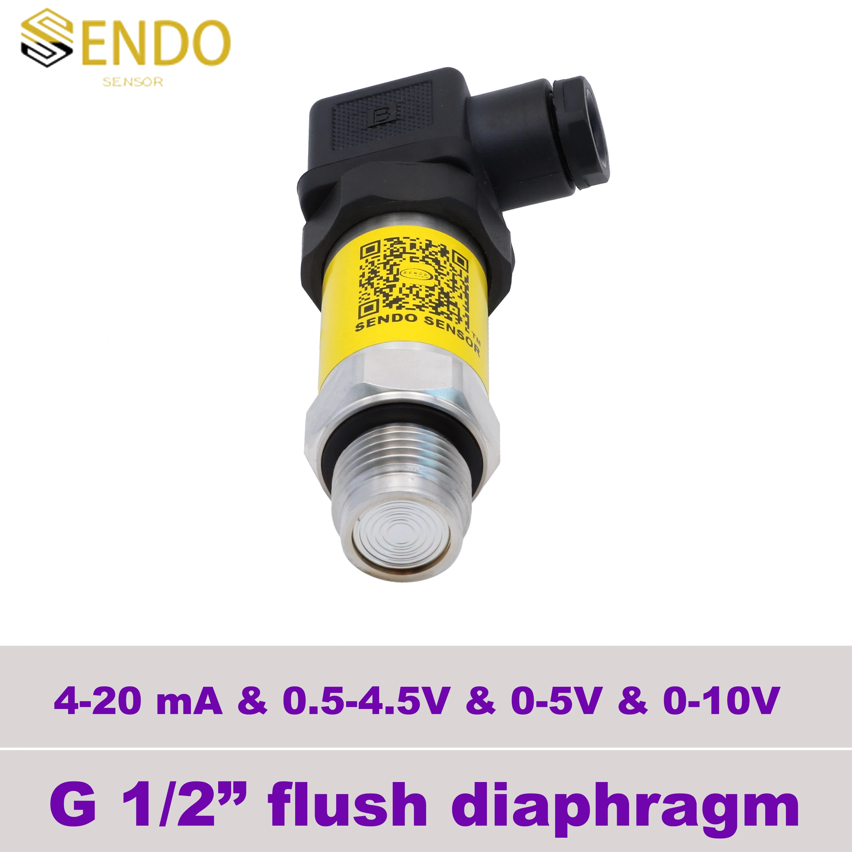 

Flush diaphragm pressure sensor G1 2 thread 4 20mA 0.5 4.5V 0 5V 0 10V signal 5V 12V 24V power 15psig 100 psi 30 1500 psig IP 65