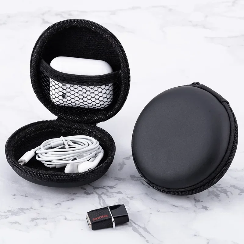 Earphone Storage Case PU Mini Carrying Hard Bag Box Case for Earphone Headphone Accessories Earbuds Memory Card USB Cable
