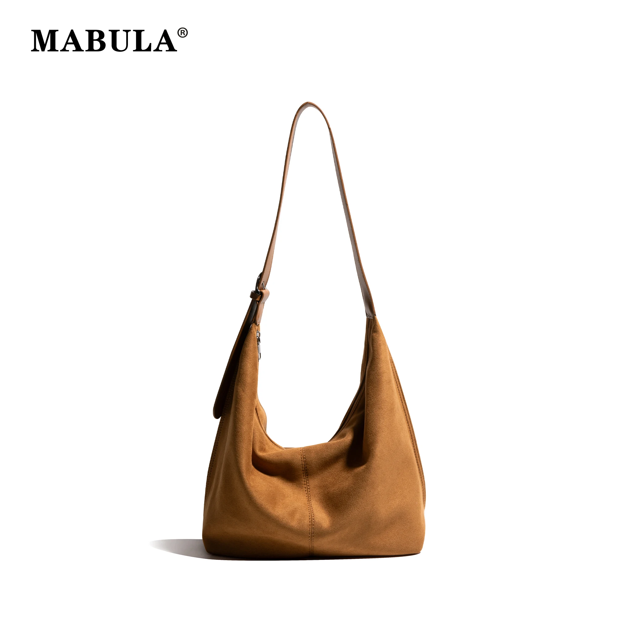 

MABULA Faux Suede Hobo Bag Slouchy Shoulder Bag Magnetic Closure Retro Handbag Casual Commuter Tote Purse Vintage Satchel Bag