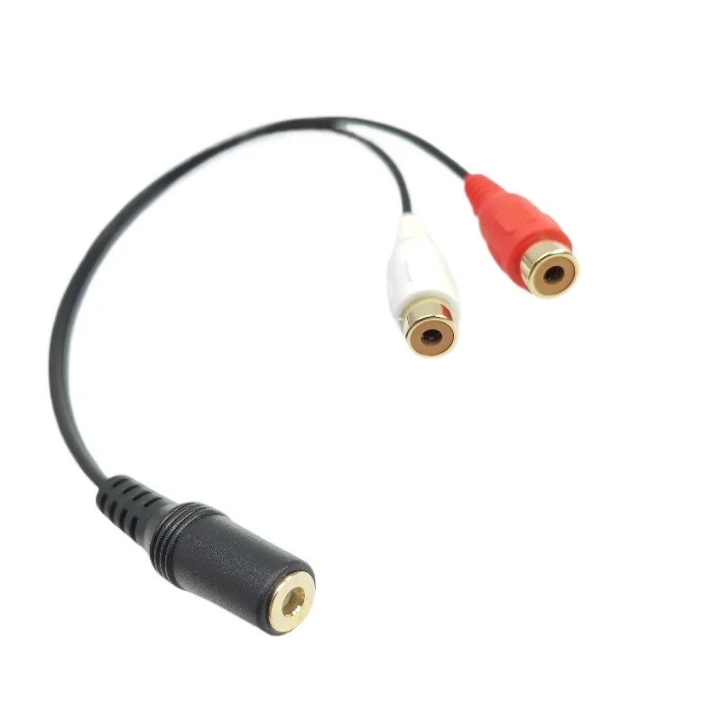 3.5mm Audio Jack Female to 2 RCA  F/F Aux Adapter Converter Short Splitter Cable