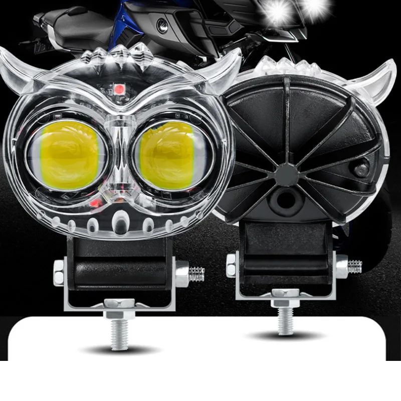 

Colorful Led Motorcycle Headlight Owl Spotlights Fog Lights Motorbike Auxiliary Driving Lamp Headlamp High Low Beam Spotlights