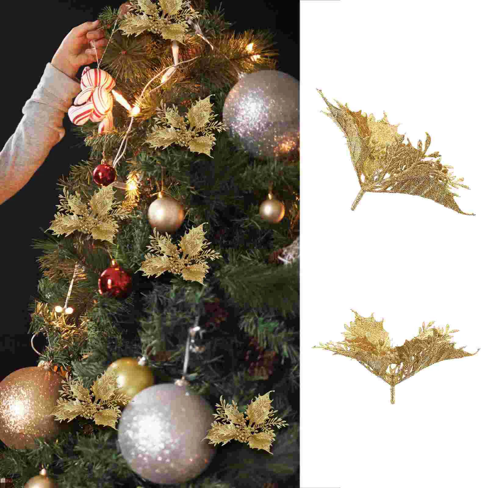 

24 Pcs Poinsettia Christmas Decoration Tree Pendant Artificial Flowers Simulated Garland