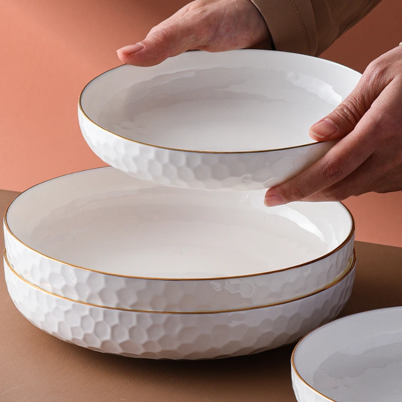 Weiß Keramik Westlichen Platte Tiefen Teller Teller Hotel Restaurant Westlichen Steak Platte Gebacken Reis Platte Salat Obst Platte Pasta Platte