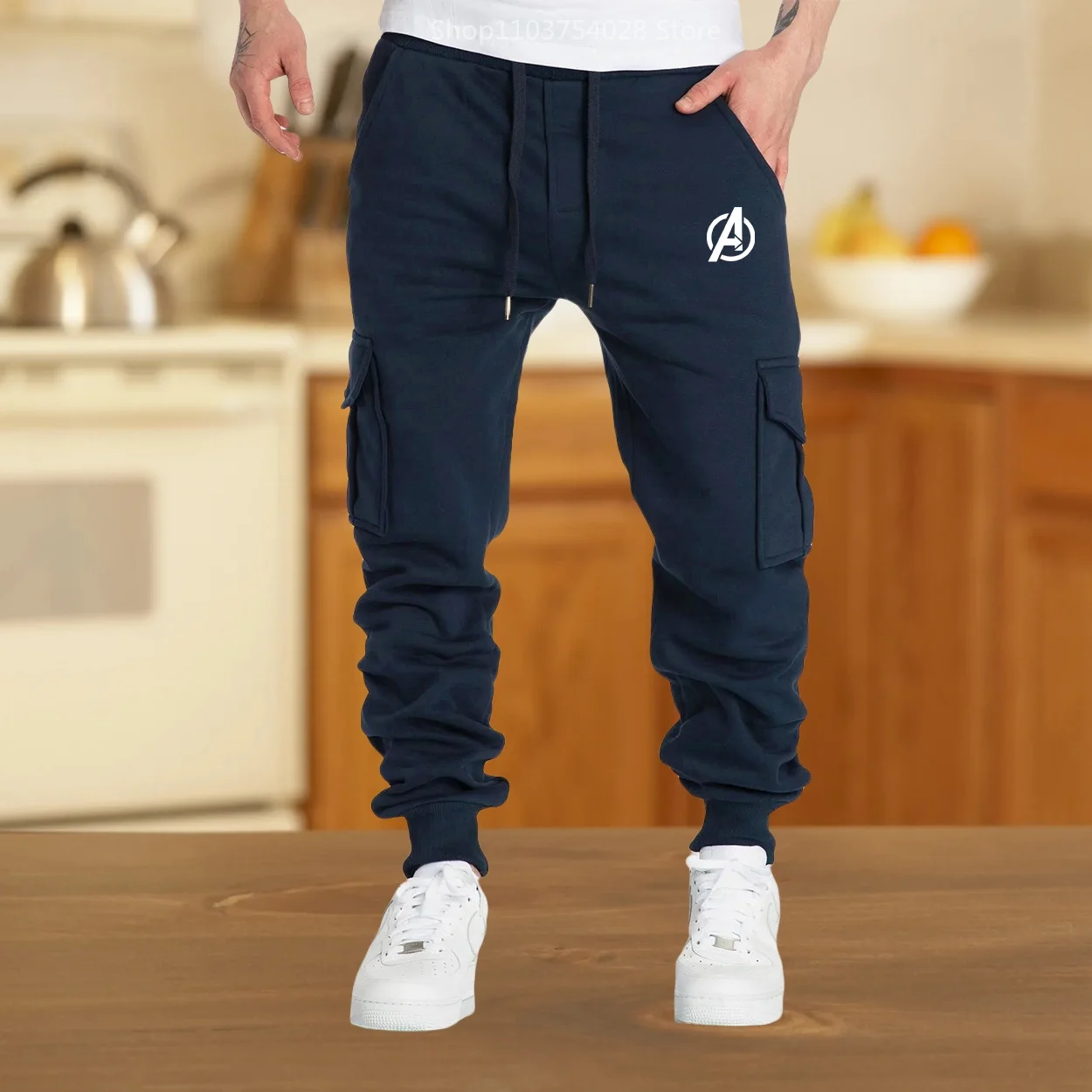 Mens Sweatpants Cargo Pants Joggers for Sports and Streetwear Loose Oversized Drawstring Long Pants Men Multi-pocket Pants