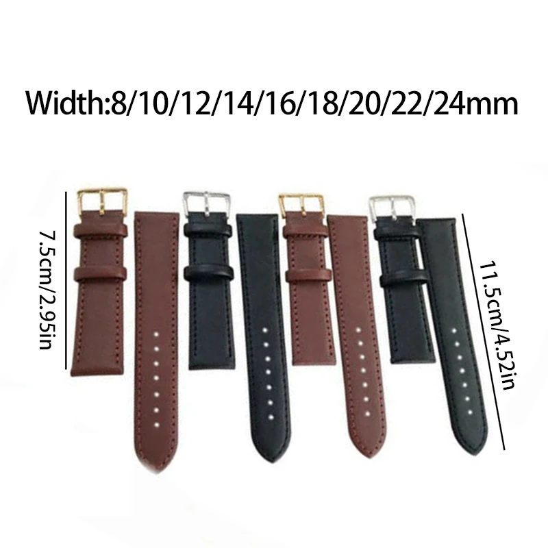 Watch Band Genuine Leather Watchbands Replacement Strap Buckle Clasp Loop 8mm 10mm 12mm 18mm 20mm 22mm 24mm Watch Accessories