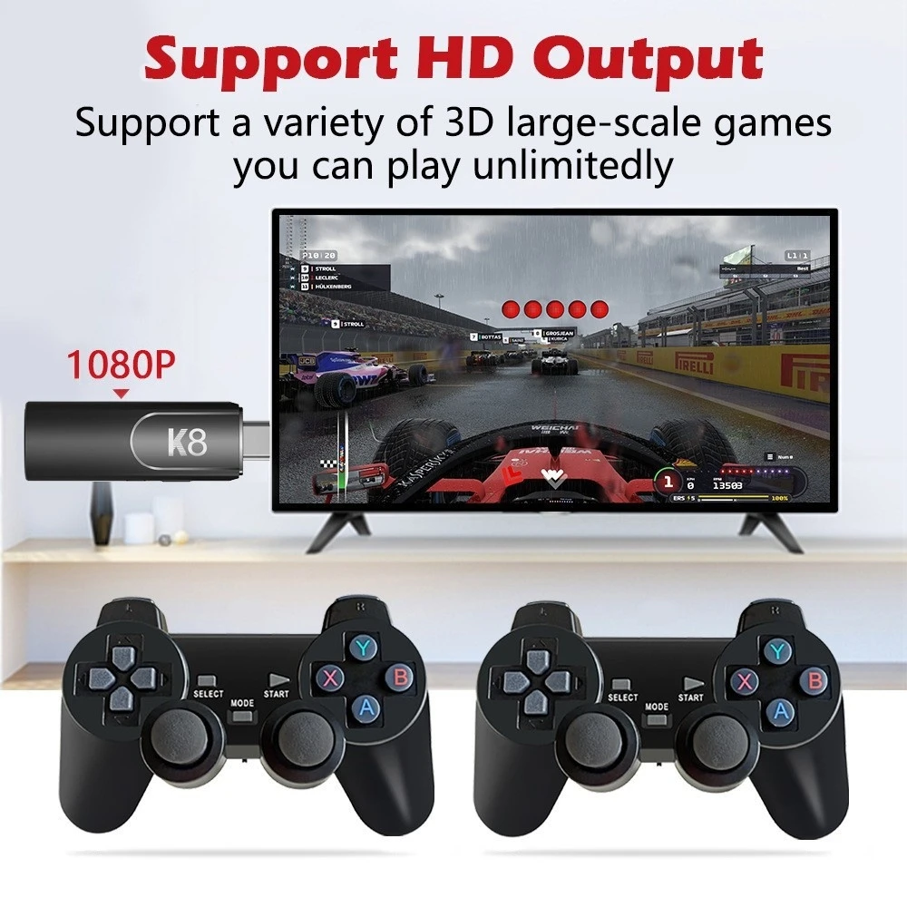 K8 TV ريترو لعبة وحدة التحكم 2.4G المزدوج وحدة تحكم لاسلكية لعبة التلفزيون عصا 4K HD 20000 ريترو الألعاب الكلاسيكية ريترو لعبة لاعب