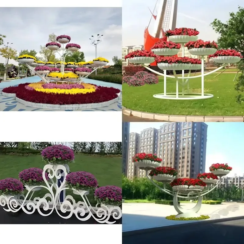 Large Outdoor Garden Metal Flower Pot Frame Multi-layer Landscape Decoration Set Nursery Street Planting Pavement