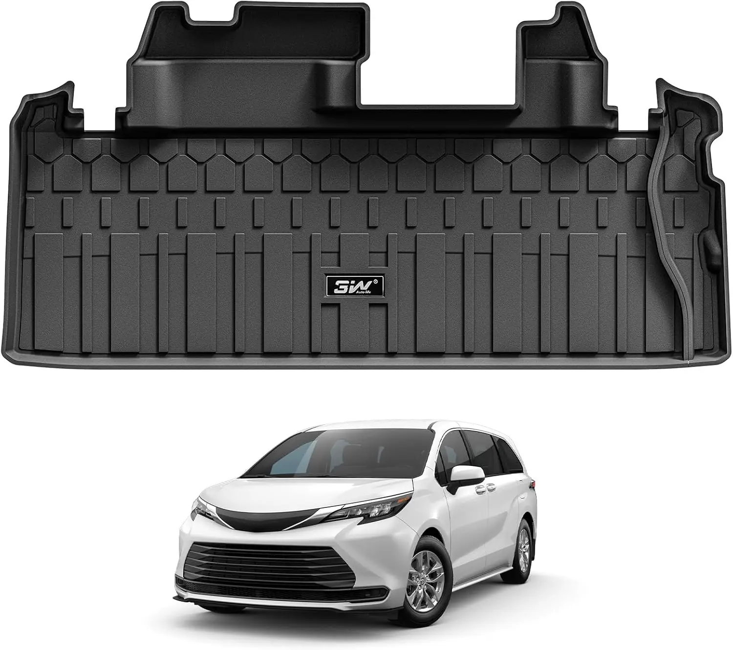 

Коврик в багажник Custom Fit 3W для Toyota Sienna 2021-2026, из TPE, для 7- и 8-местных моделей, сверхпрочный автомобильный аксессуар