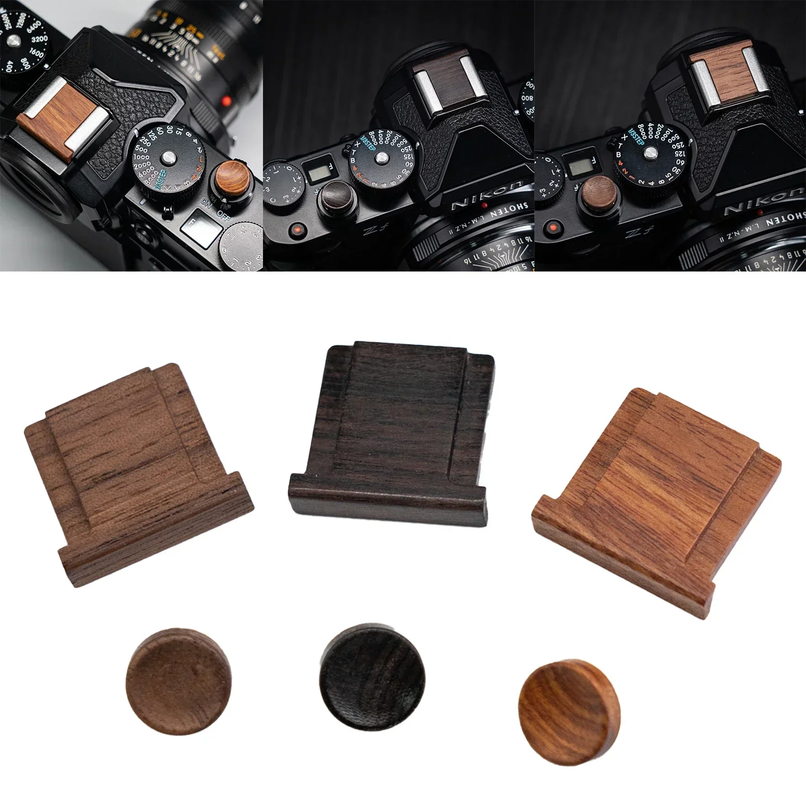 New Dedicated solid wood Walnut wood hot shoe cover shutter button For Nikon ZF camera accessories with texture multiple colors