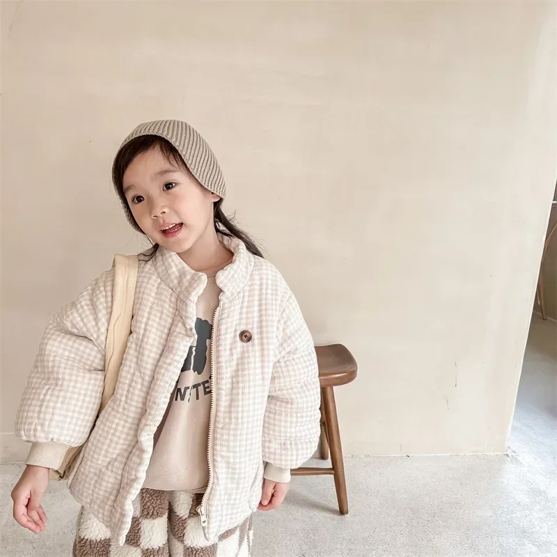 

Girls Coat 2024 Children Winter Children Winter Korean Style with Cashmere Padded Jacket Girls Winter Coat Down Padded Jacket