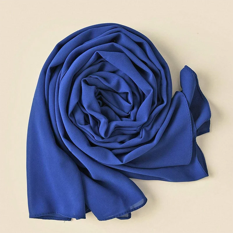 Ramadan Chiffon Hijab Solid Color Head Scarf Vintage Shawl Windproof Head Wraps Turban Sunscreen Travel Beach Towel