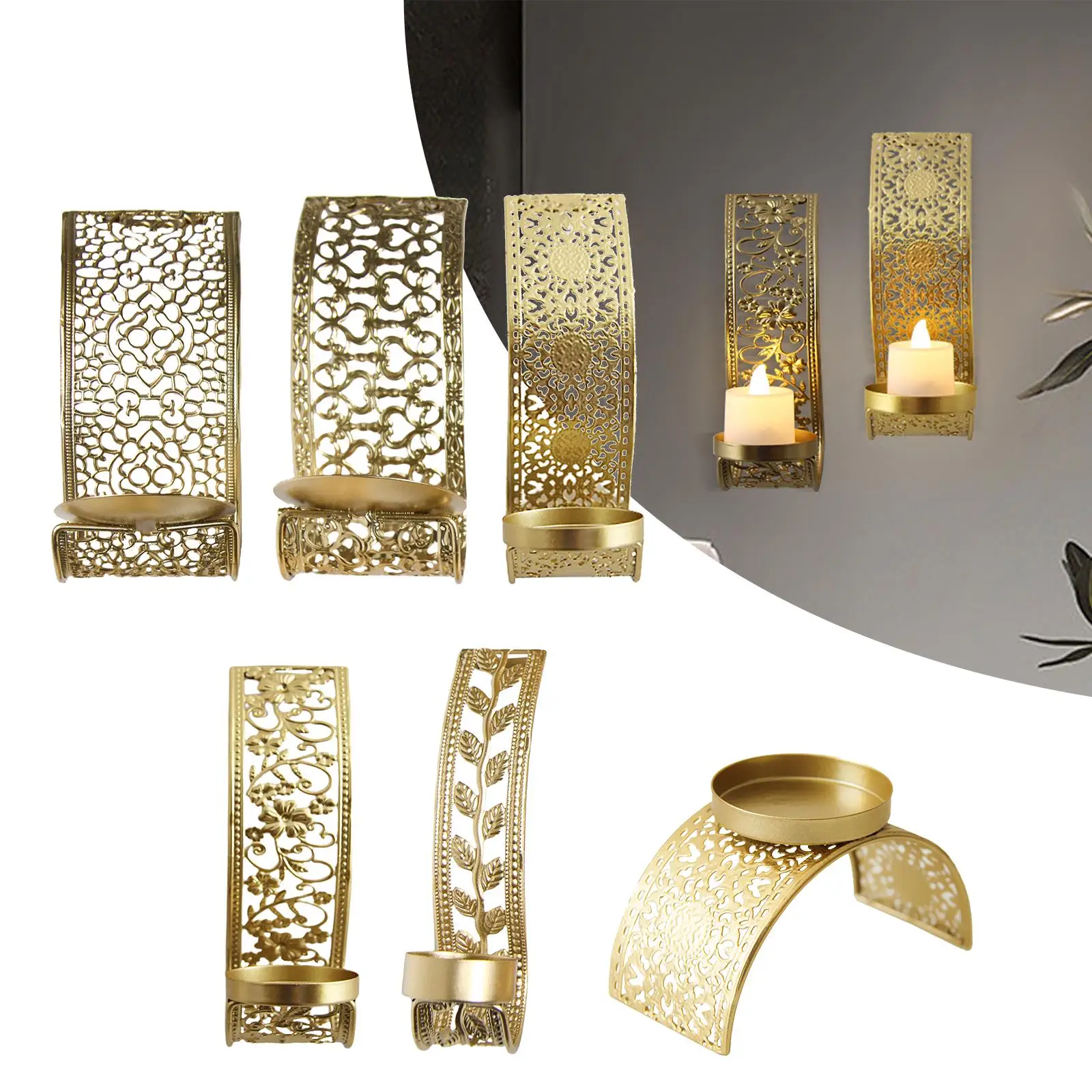 Luxury Candle Sconce Centerpiece Pillar Candles Tea Light Iron Candlestick Holder for Pathway Indoor Bedroom Yard Wedding