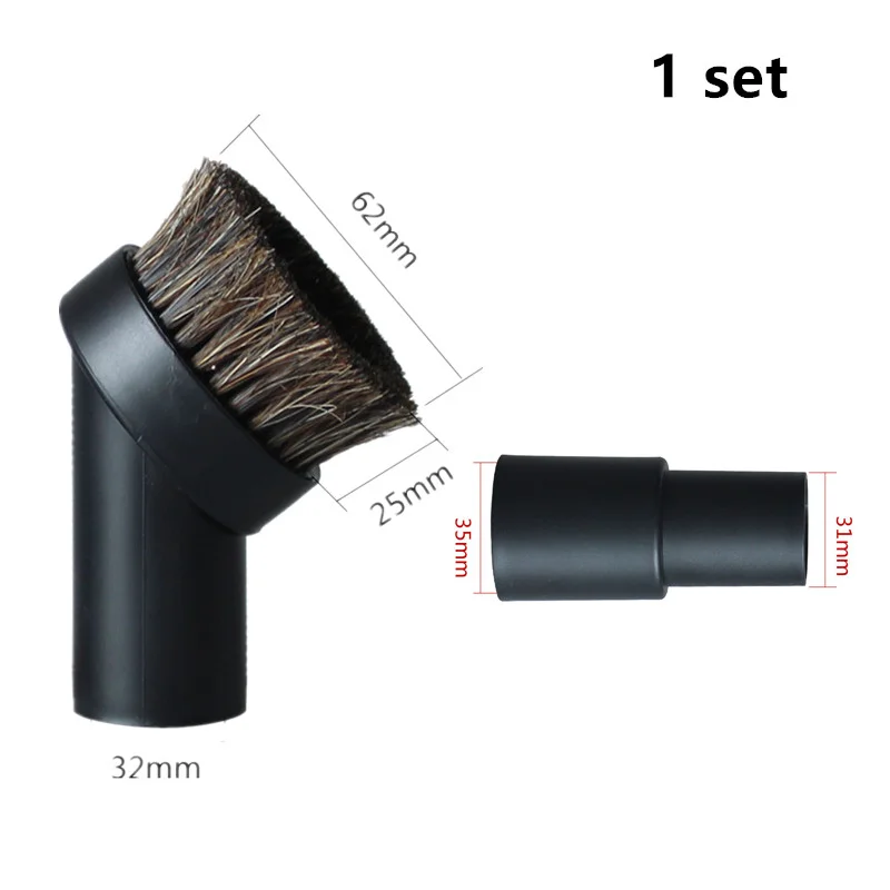 2.5cm longo cavalo crina cerdas redonda escova de pó aspirador conversor adaptador substituir 32mm