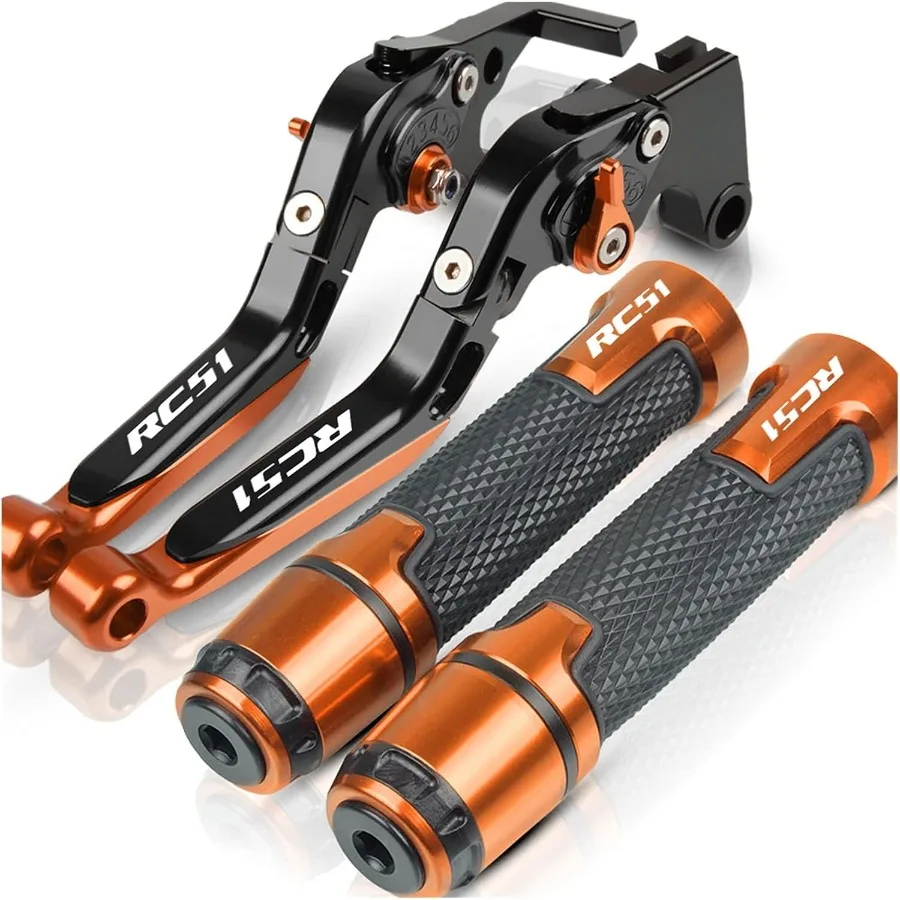 قابل للتعديل للطي قابلة للتمديد دراجة نارية CNC المقود الملحقات مع شعار دواسة فرامل عتلات قبضة اليد ينتهي لهوندا RC51