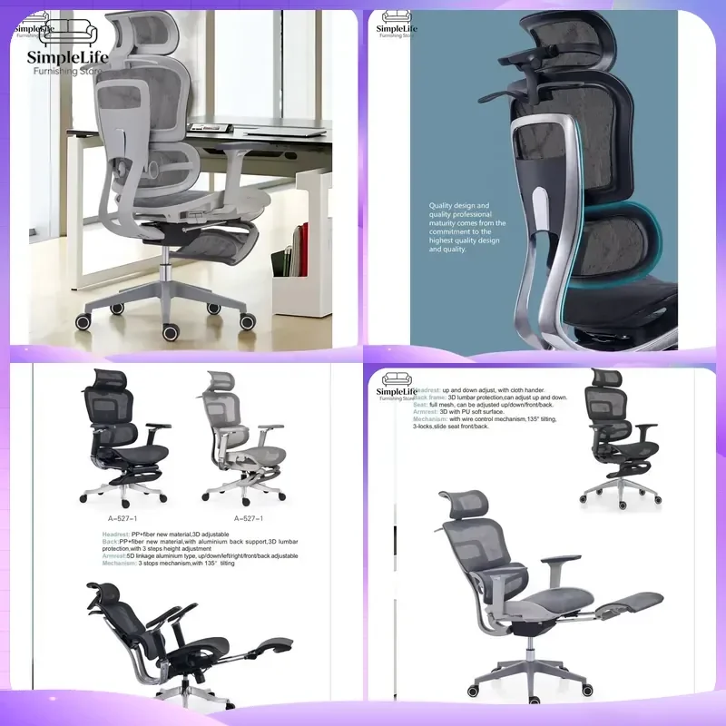 Modern Ergonomic Office Chair Full Mesh Breathable Executive Computer Desk Seat Adjustable Lumbar Support Aluminum Base High