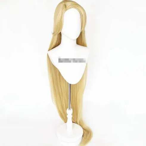 Parrucca Cosplay Super lunga bionda diritta di alta qualità grovigliata principessa 150cm parrucca Anime capelli sintetici + cappuccio parrucca