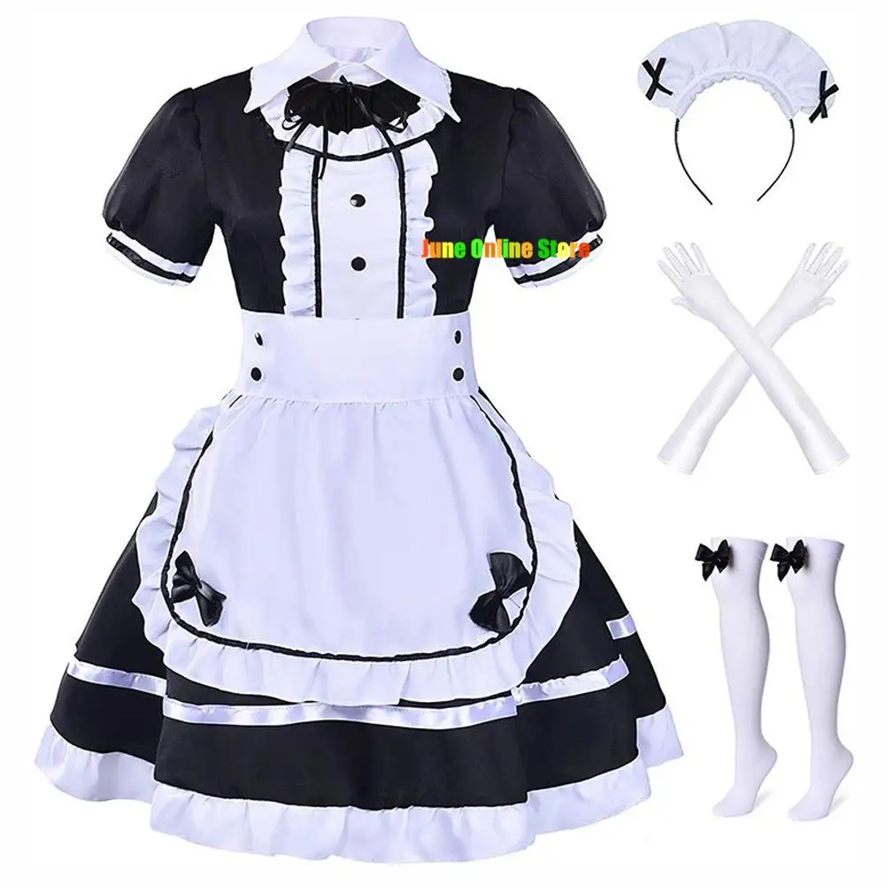 

Black Cute Lolita Maid French Maid Dress Girls Woman Amine Cosplay Costume Waitress Maid Party Stage Costumes S-5XL sizes