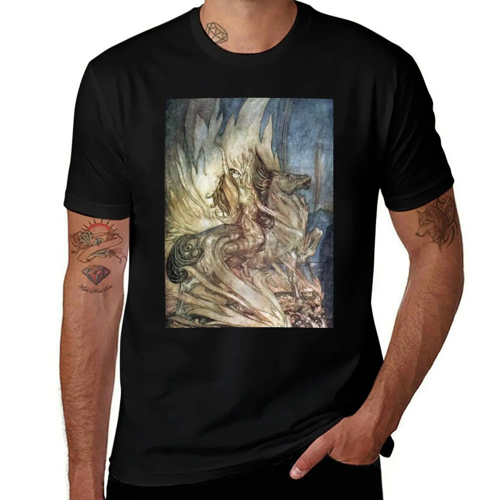 Twilight of the Gods, Arthur Rackham T-Shirt Minimalist Casual Short Sleeve Top T-Shirt