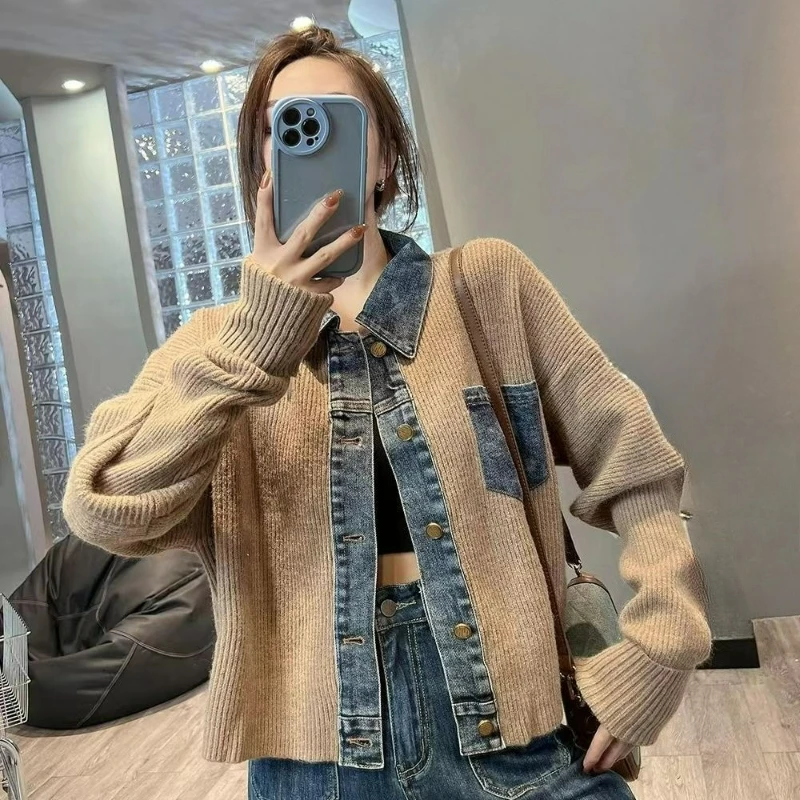 إنها معاطف محبوكة جديدة من قماش الدنيم بتصميم عتيق لربيع وخريف 2026، هذه سترة قصيرة عصرية وفضفاضة وفريدة للنساء #1